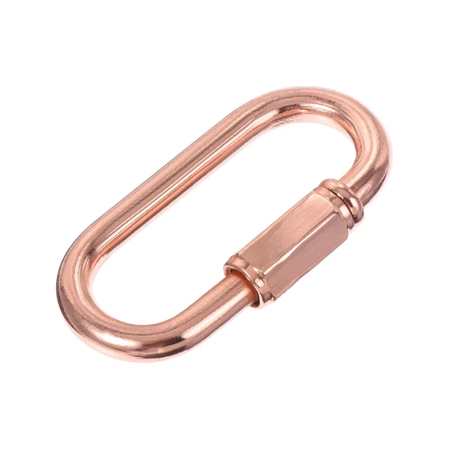 Cadena Conector, 5mm Grueso Eslabones Bloqueo Ovalado Clips Rosa Dorado 8uds