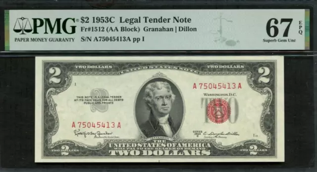 $2 1953C Legal Tender - FR#1512 ** PMG 67 EPQ** SUPERB UNC - FREE SHIPPING! 0258