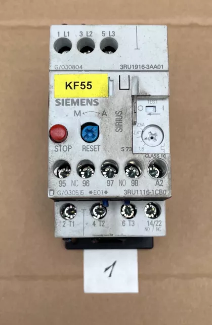 Siemens 3RU1116-1CB0 Überlastrelais + Träger 3RU1916-3AA01