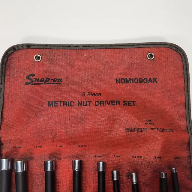 Snap-On 9 Piece Metric Nut Driver Set Ndm1090Ak 2