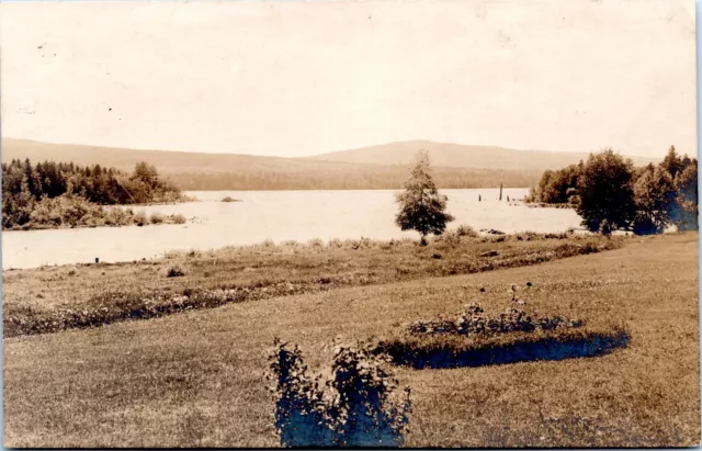 RPPC Aziscoos Lake Across Salmon Pond, Upper Dam Maine - 1923 Photo Postcard