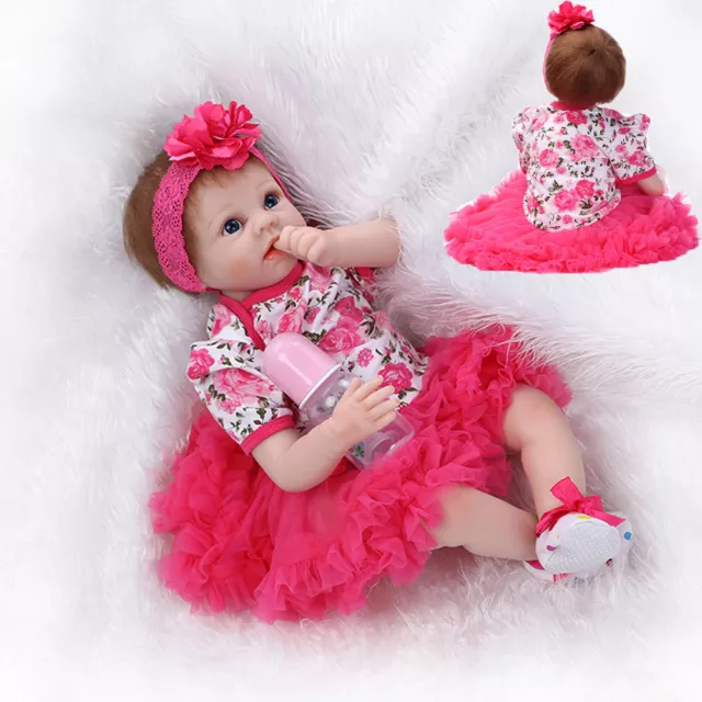 22" Reborn Baby Dolls Realistic Girl Handmade Vinyl Silicone Newborn Dolls Gifts