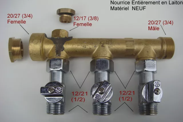 Clarinette,Nourrice Laiton,Collecteur 3 Voies,20/27---1/2---12/17,Vannes Robinet