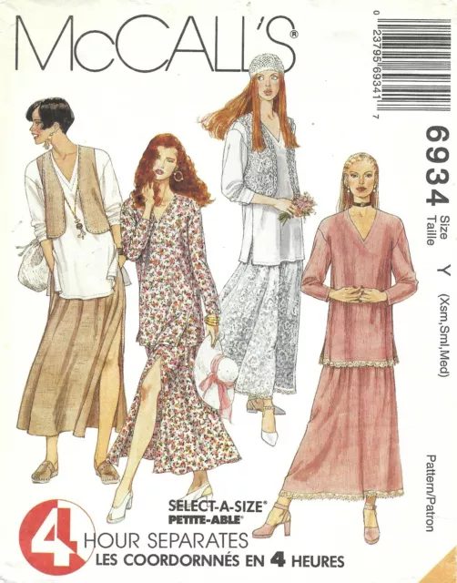 Chalecos, túnicas y faldas retro de 4 horas McCall's 6934 con detalle de encaje talla 4-14 COMPLETO