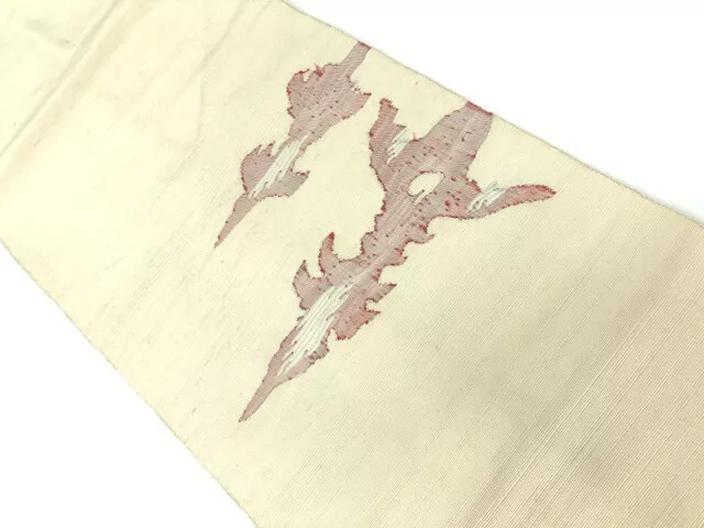6465265: Japanese Kimono / Antique Nagoya Obi / Tsumugi / Woven Abstract Pattern