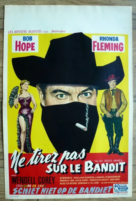 belgian poster western ALIAS JESSE JAMES, BOB HOPE, RHONDA FLEMING, BANDIT