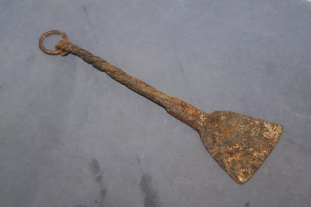 Antique Iron Primitive Hand Forged Spatula Wrought Kitchen Tool . 19th C.