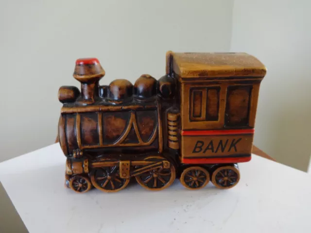 Vintage Ceramic Coin Bank ILLINOIS RAILWAY  Locomotive Train