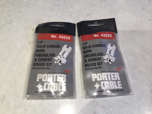 Porter Cable 1/4" Solid Carbide Burr Fiberglass & Cement Board Bits No. 43229