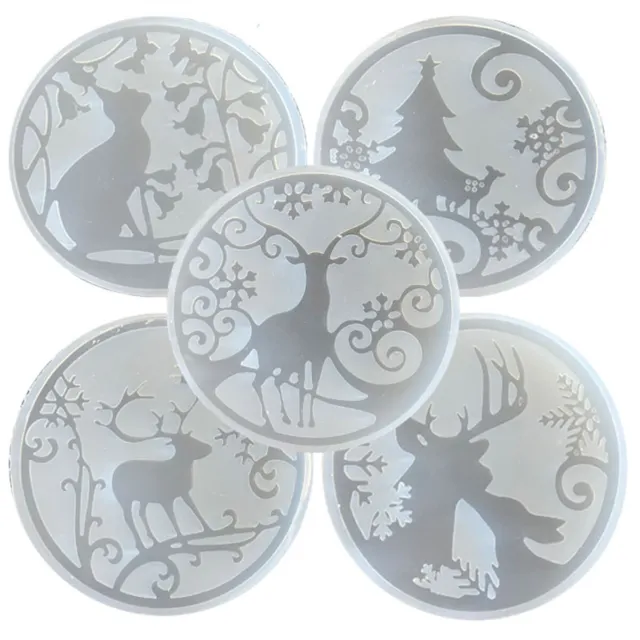 Silicone Coaster Résine Coulée Moule XMAS Décor Tapis Faire Époxy Moule DIY