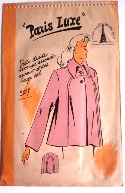 3001 Ancien PATRON PARIS LUXE VINTAGE FRENCH Robe T44
