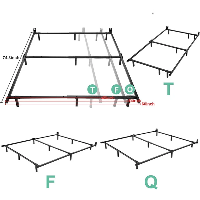 Compack Metal 8.7" Twin/Full/Queen Adjustable Bed Frame Box Spring Mattress Set