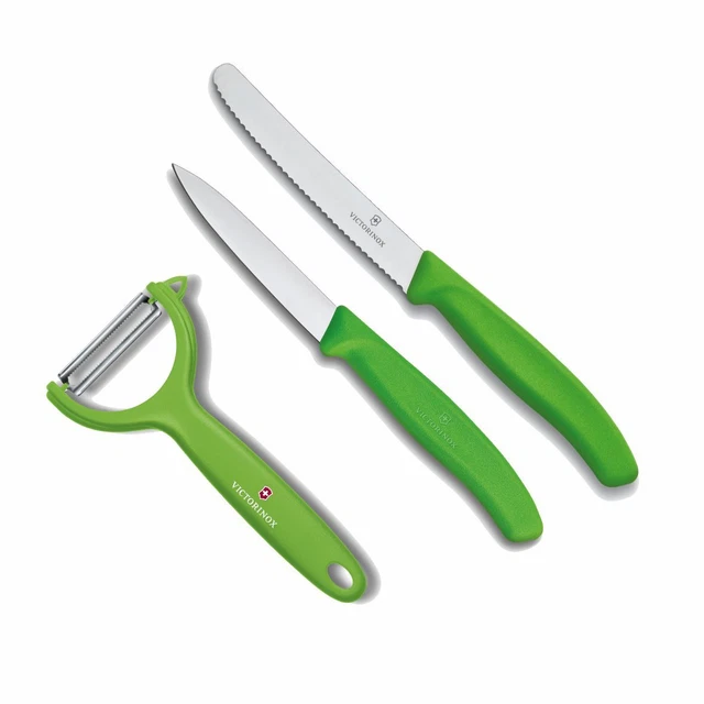 VICTORINOX Küchenset 3tlg. Tomatenmesser Gemüsemesser Y Schäler  / grün