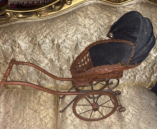 Vintage Antique 1800’s Victorian Gothic Doll / Baby Pram Stroller Goth Halloween