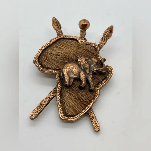Copper Toned African Elephant Pendant Charm or Brooch Piece