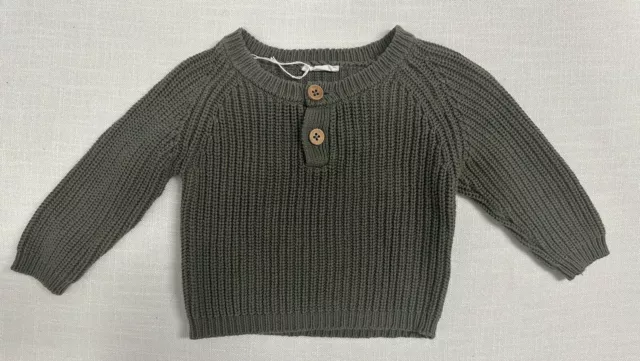 Jamie Kay Leo Knit Khaki Jumper Sweater Baby Boys Size 6-12 Months