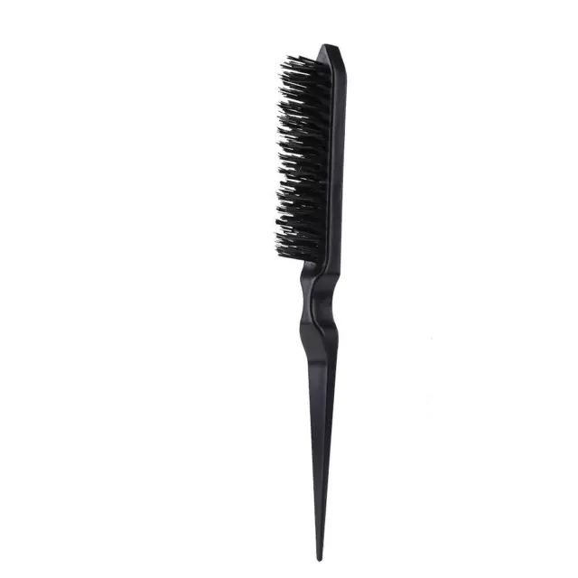 fr Boar Bristle Comb with Pointed Tail Wooden Handle Salon Dyeing Comb (Black)