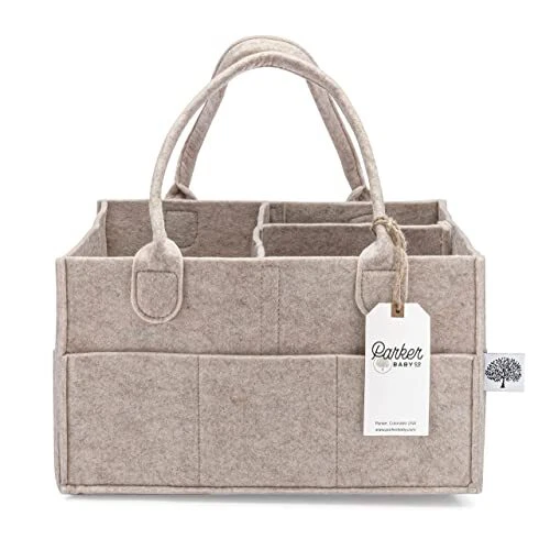 Parker Baby Diaper Caddy - Nursery Storage Bin and Car Organizer - Oatmeal