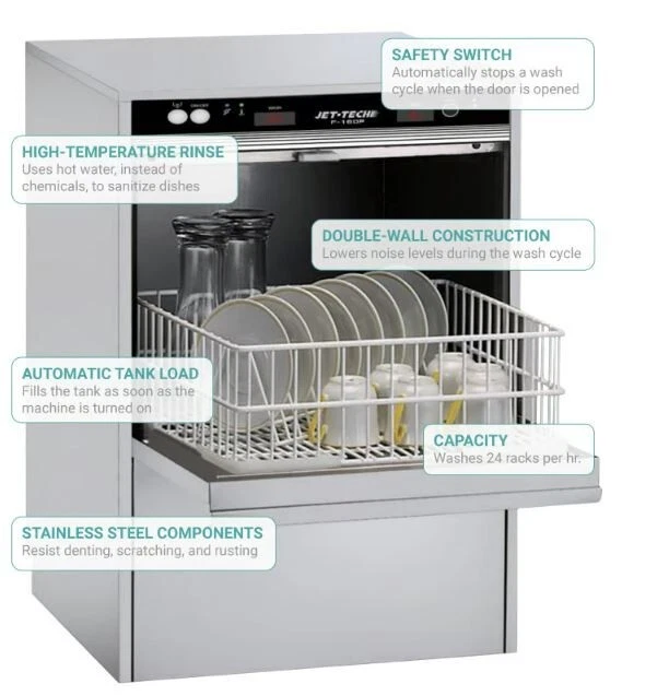 Jet Tech F16DP High Temp Undercounter Dishwasher