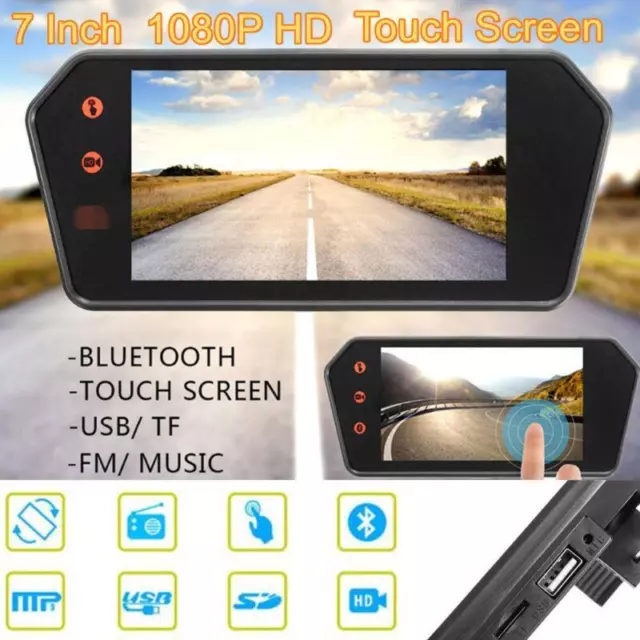 Universal Car 7" Touch Screen Rearview Mirror Monitor Contact Bluetooth FM MP5