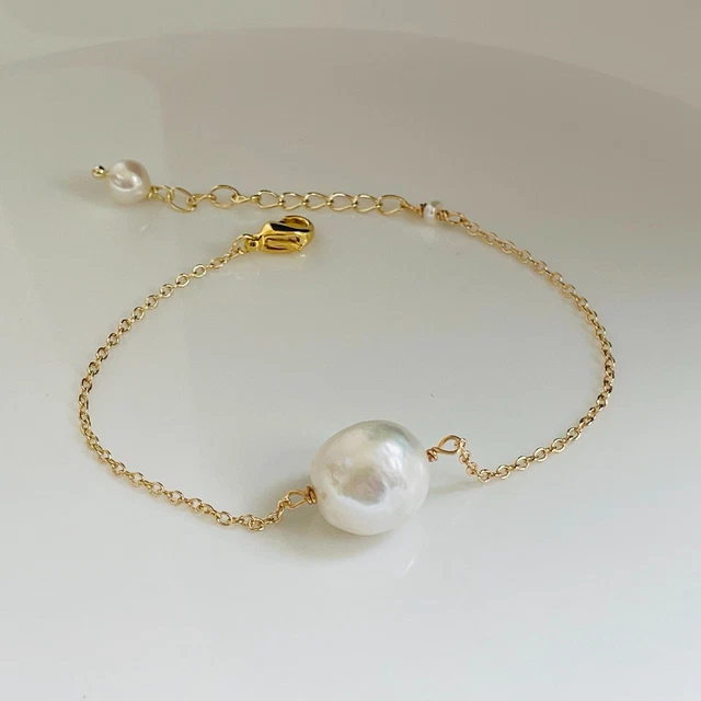 Bracelet Perles D'eau Douce Doré à L'or Fin - Fait Main, Modèle 1665-1, Neuf
