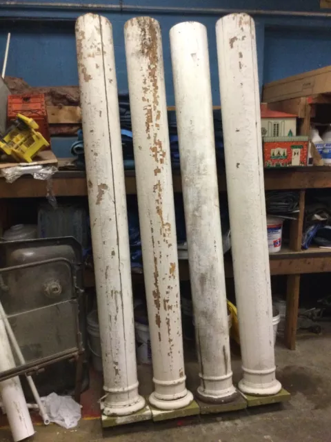 Two Round  Wood Porch Columns 94 1/2” Long 8” To 9 1/2” Diameter S/west Minn.