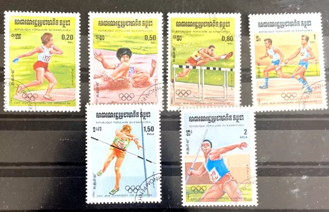 A28 Cambodia Summer Olympic Games 1984 Los Angeles Set of 6 CTO NICE SG 526  531