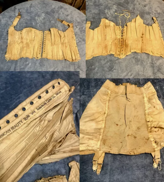 Kalamazoo Corset Co. Vintage  Distressed Corsets Girdle Rare For Collectors
