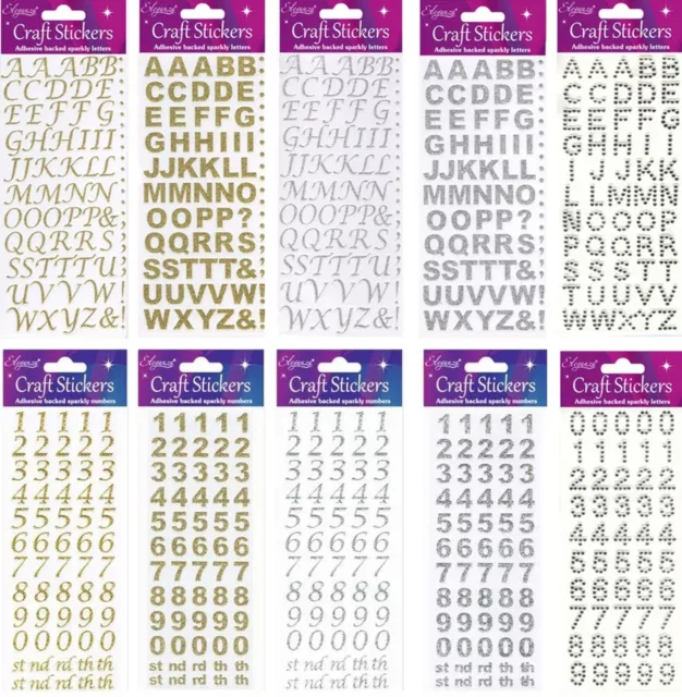 15mm Script Gold Glitter Self Adhesive Numbers Craft Embellisment AC-08