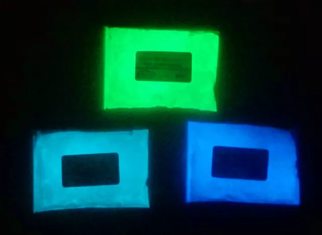 20g x 3 BRIGHTEST GLOW IN THE DARK GREEN, AQUA and BLUE POWDER FROM UK STOCK