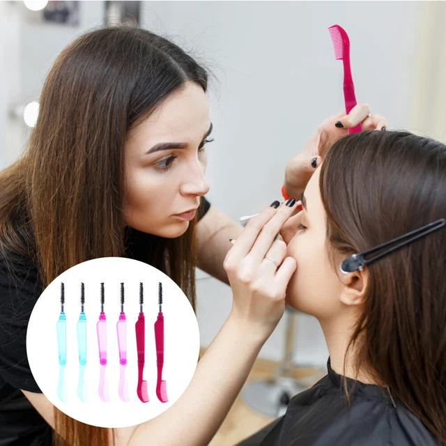 6 piezas peine de pestañas plegable plástico separador de pestañas herramienta cepillo de cejas