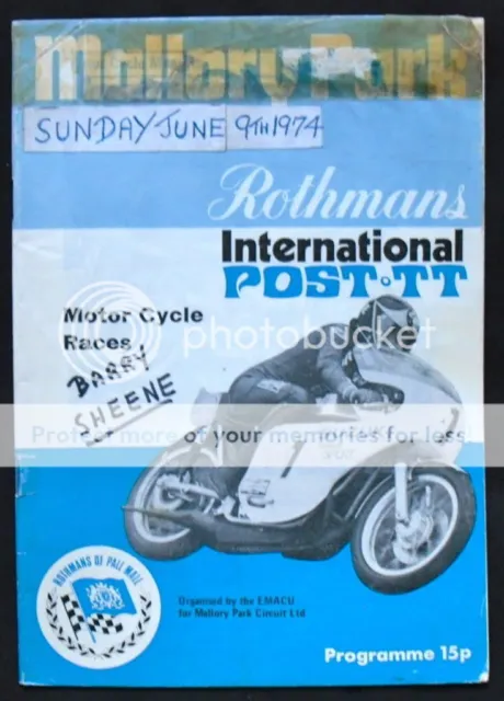 Mallory Park Rothmans Int Post Tt Motorcycle Race Programme 9 Jun 1974