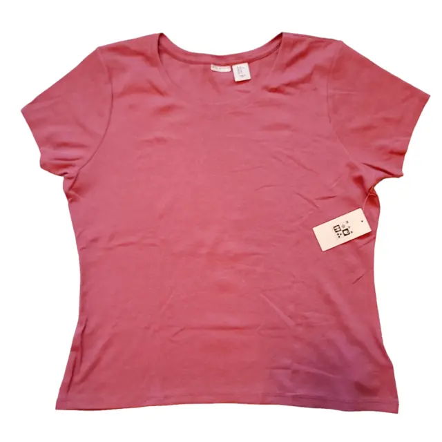 MAX STUDIO XL Mauve Pink Ribbed Peruvian Cotton Cap Sleeve T-Shirt Tee ...