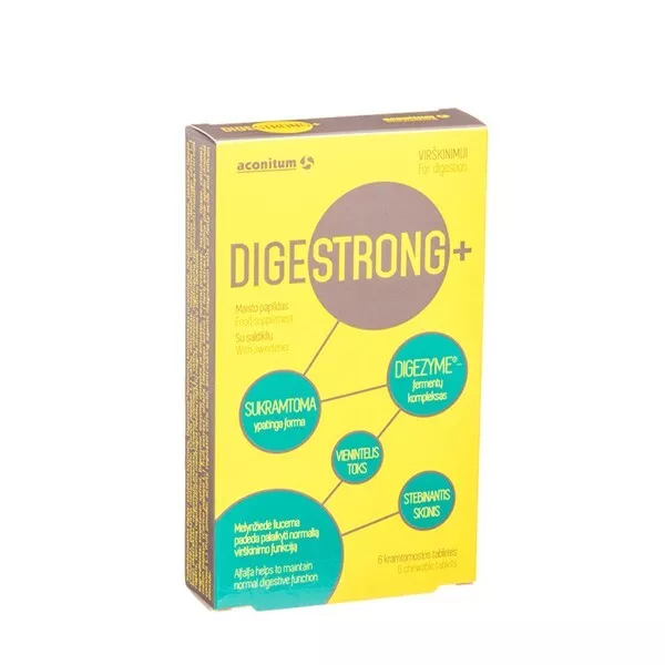 DIGESTRONG + Digestif Système Support Supplément 6 Comprimés à Croquer Organique