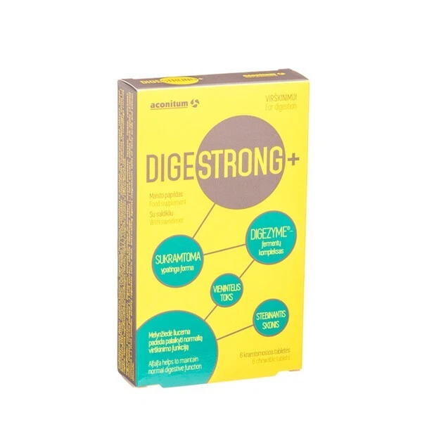 DIGESTRONG + Digestif Système Support Supplément 6 Comprimés à Croquer Organique