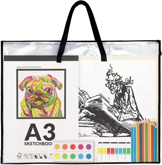 19X25 Art Portfolio Bag, Artist Supply Organizer with Handle, Zippered Storage F