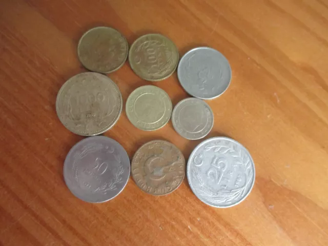 lot de 9 pièces de monnaie TURQUIE  Tous états