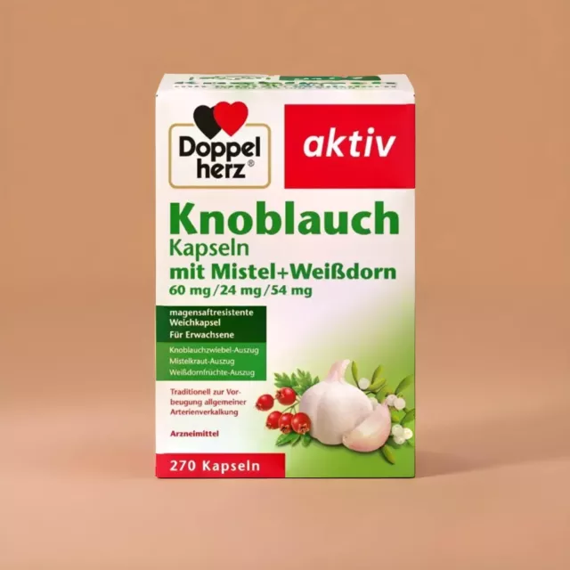 Doppelherz Knoblauch mit Mistel & Weißdorn gegen Arterienverkalkung 270 Kapseln