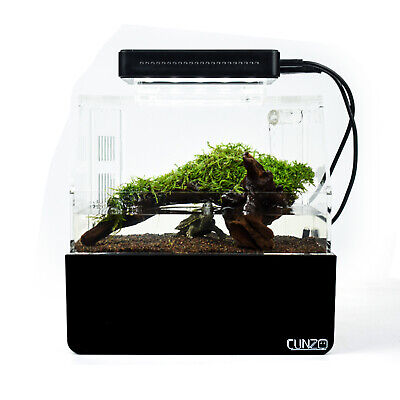 NEW Mini Fish Tank Small Aquarium W/ LED Light Office Desktop Home Decor Black