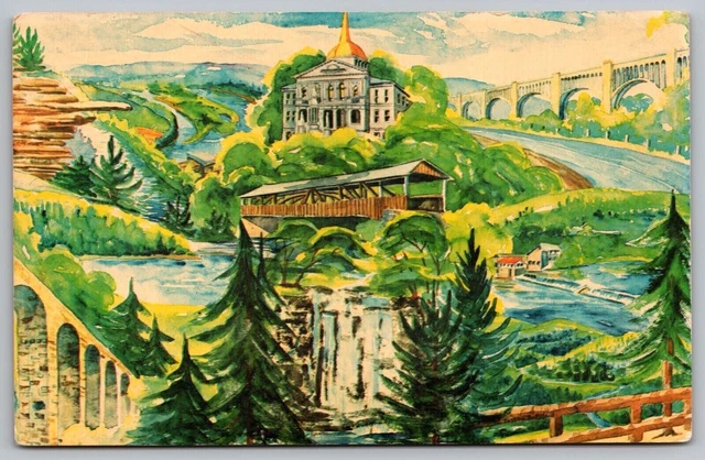 Pennsylvania Endless Mountains Scenic Multi View Landmarks Chrome UNP Postcard