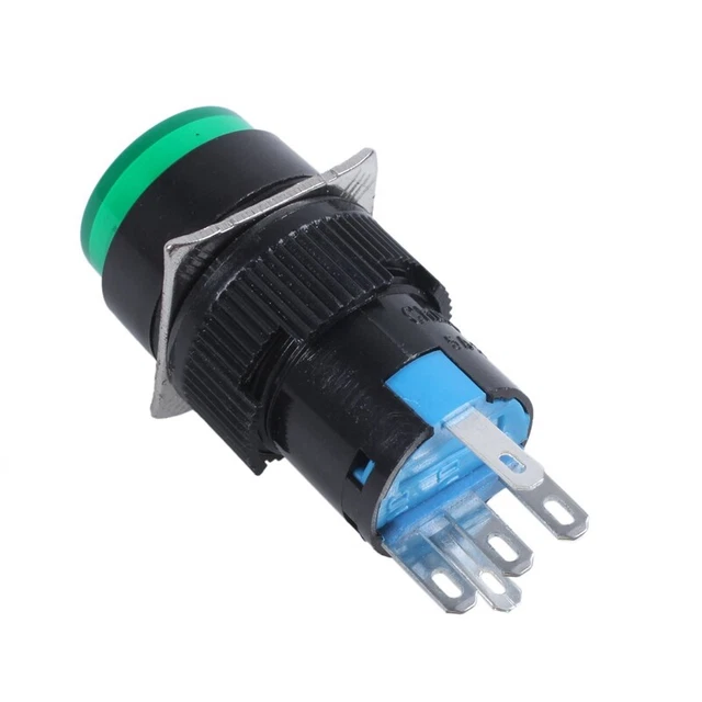 4X(AC 250V 5A SPDT 1NO 1NC 5 broches Verrouillage Vert Bouton-poussoir 220V La6)