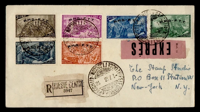 DR WHO 1948 ITALY AMG-FTT TRIESTE OVPT SPECIAL DELIVERY REGISTERED TO US i92786