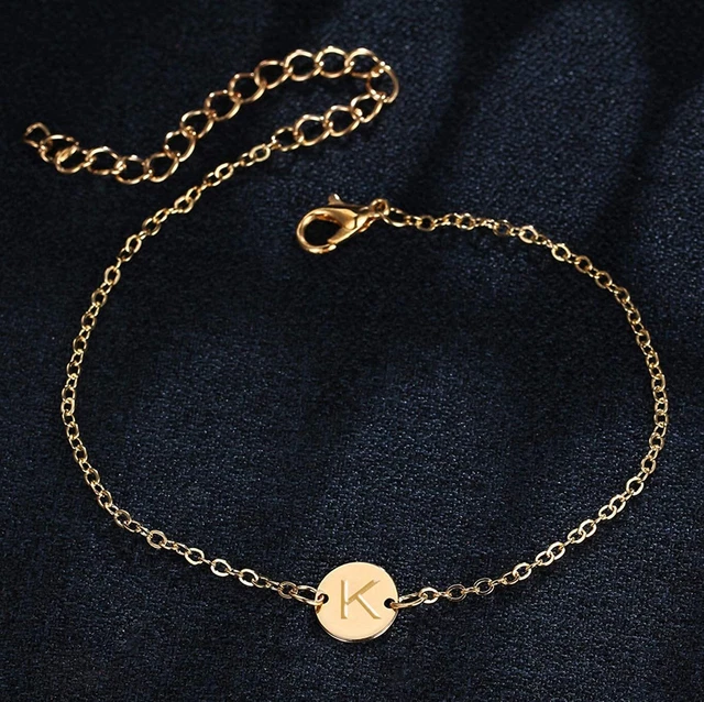 Initial Charm Bracelets, 18K Gold Plated Stainless Steel, K, Size No Size H58U