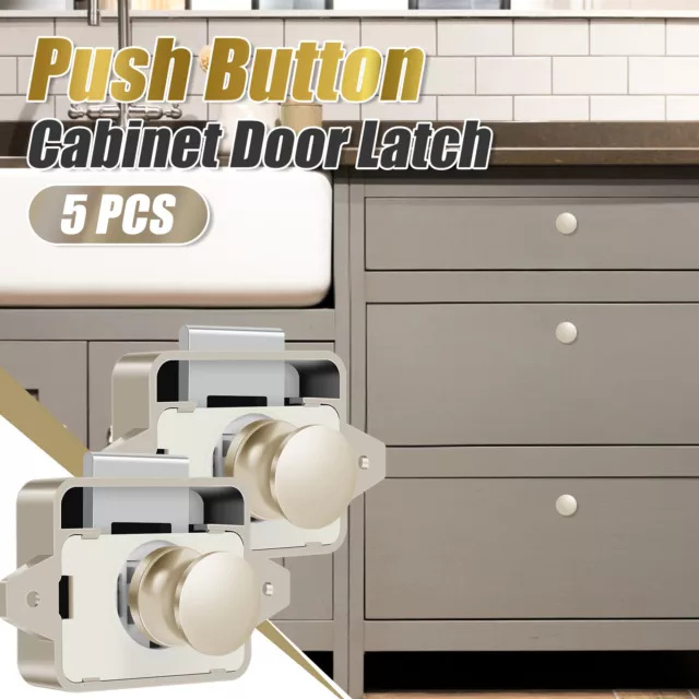 5Pcs Push Button Latch Locks for 15 to 18mm Door Drawer Keyless Push L7¤