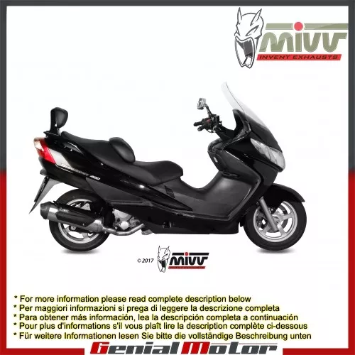 Pot D Echappament Complet MIVV Urban Inox pour Suzuki Burgman 400 2003 > 2006