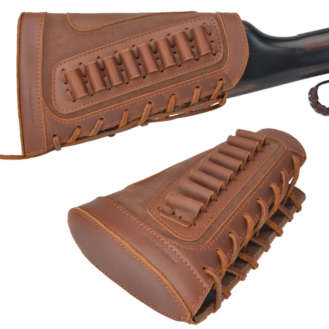 LEATHER RIFLE BUTT Stock Sleeve Shotgun Cover Fit .308 /.357/.22LR