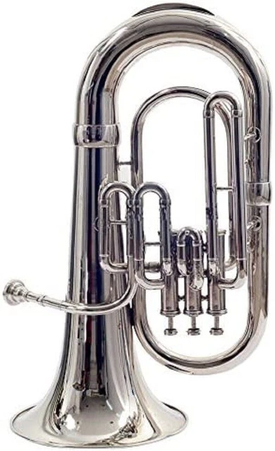 Euphonium 3 Valve With Including Mouthpiece & Carry Case Gloves . (Silver)