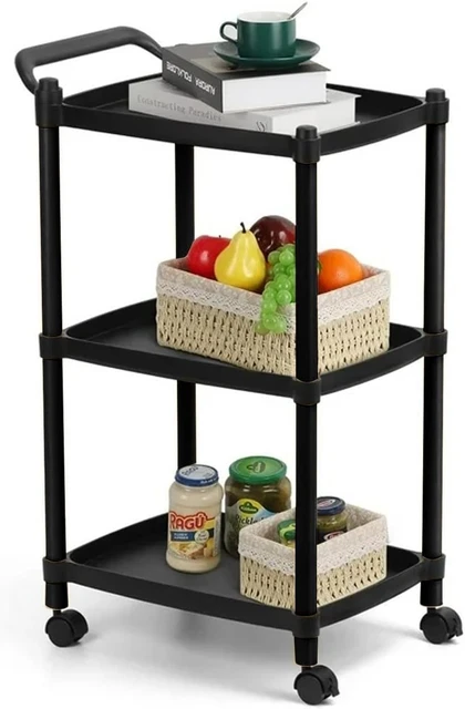 Carrello Portavivande DecHome In Legno - 3 Cassetti E Mensola, Ruote Con Freni, 60x50x84.5cm - Foto 9