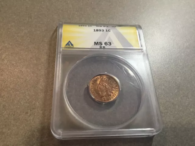 1893 Ms63 Rb Anacs Indian Head Penny * Premium Quality * Superb Eye Appeal!*