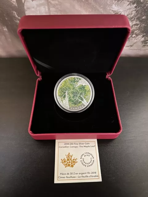 2018 $30 2 oz Fine Silver Coin - Canadian Canopy : The Maple Leaf